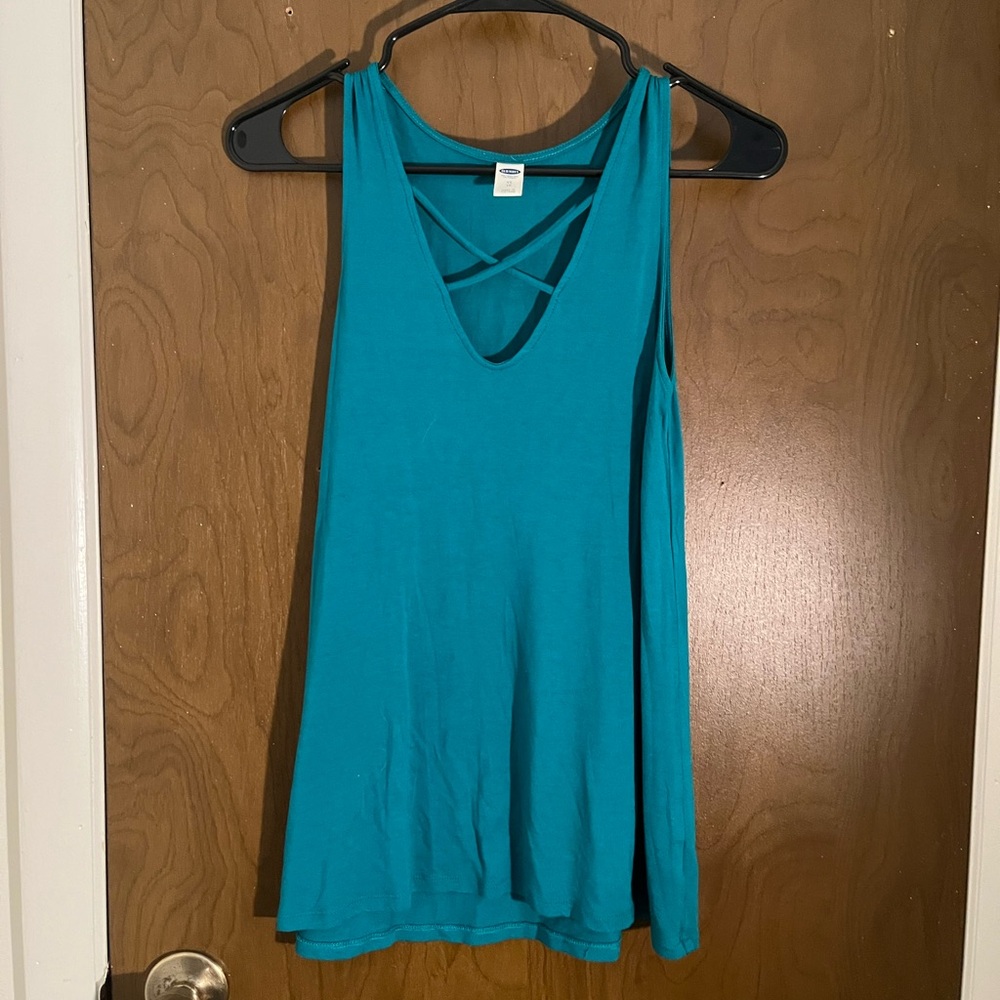 Old Navy Teal Tank Top with Crisscross Front